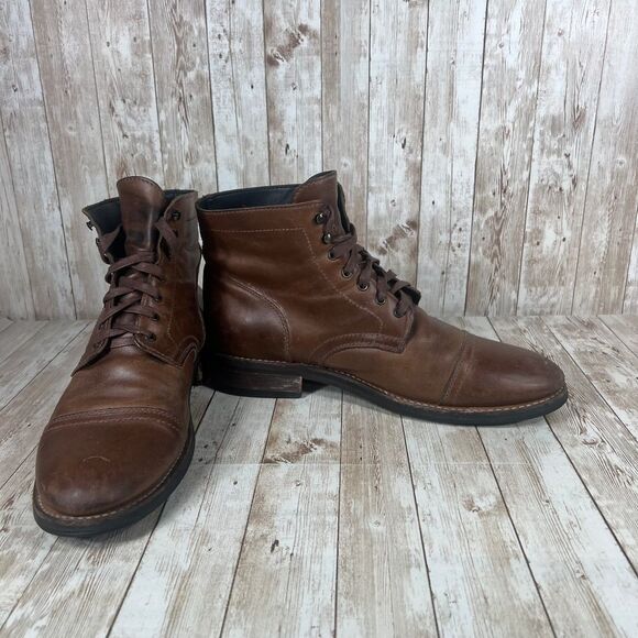 Thursday Boots captain Brown Leather Cap Toe Lace-up Classic Size 12 - Picture 6 of 9